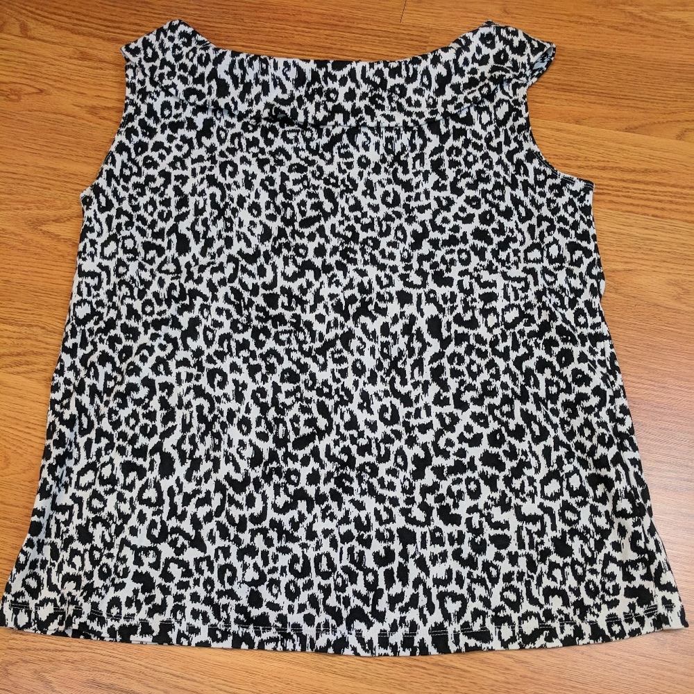 Rafaella 1X Leopard Print Boat Neck Tank Top